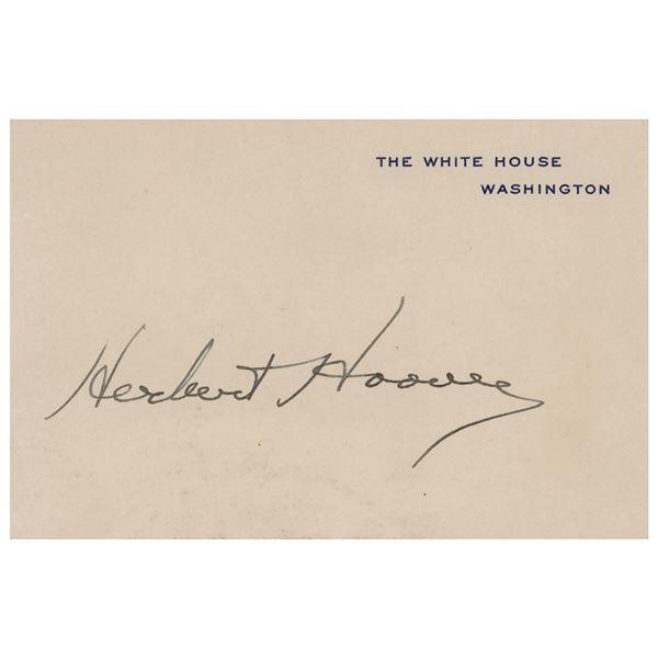 Herbert Hoover Signed White House Card as President