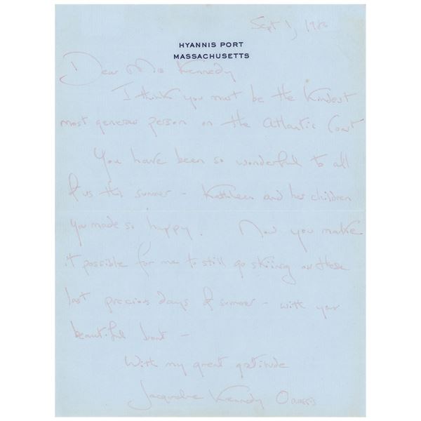 Jacqueline Kennedy Autograph Letter Signed