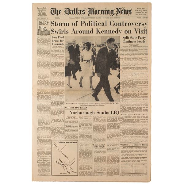 John F. Kennedy: The Dallas Morning News (November 22, 1963)