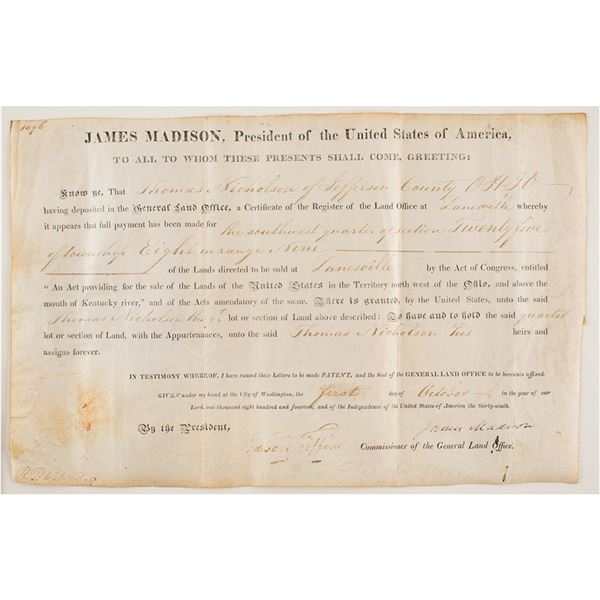 James Madison Document Signed as President