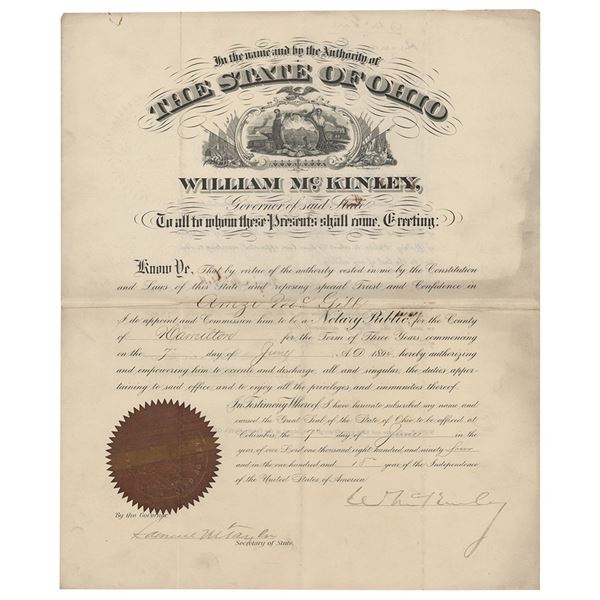 William McKinley Document Signed as President