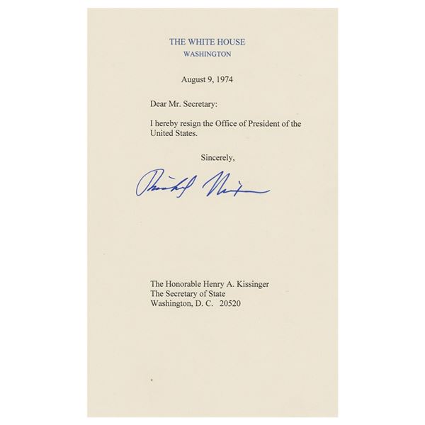Richard Nixon Signed Souvenir Resignation