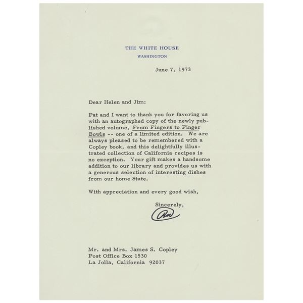 Richard Nixon Typed Letter Signed as President