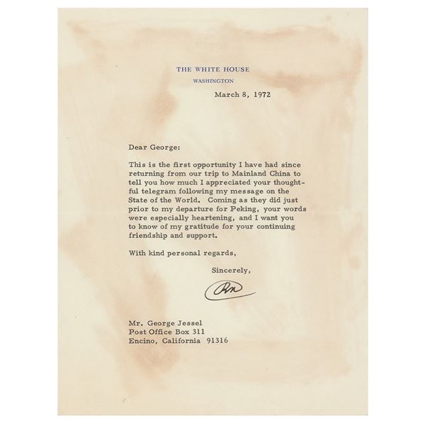 Richard Nixon Typed Letter Signed as President