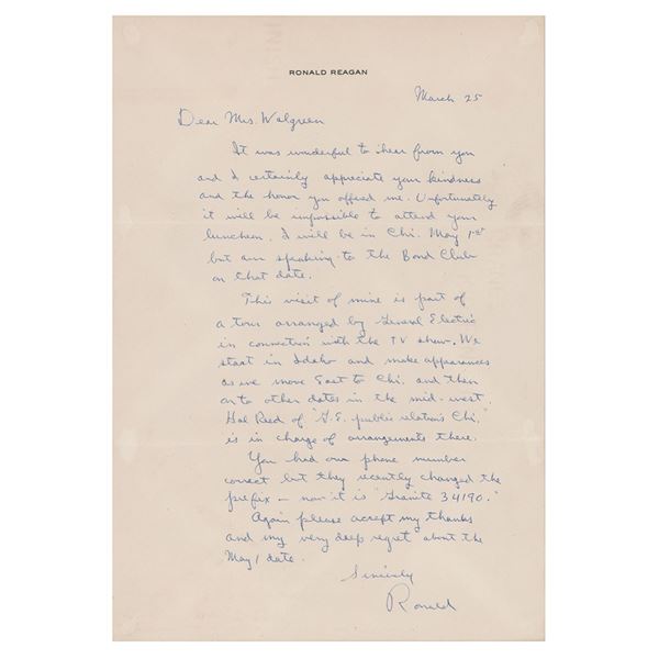 Ronald Reagan Autograph Letter Signed