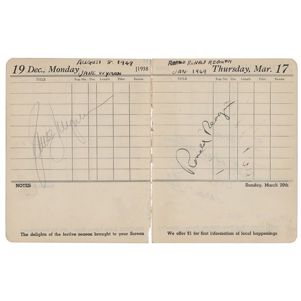 Ronald Reagan and Jane Wyman Signatures