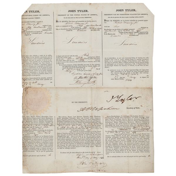 John Tyler Document Signed as President
