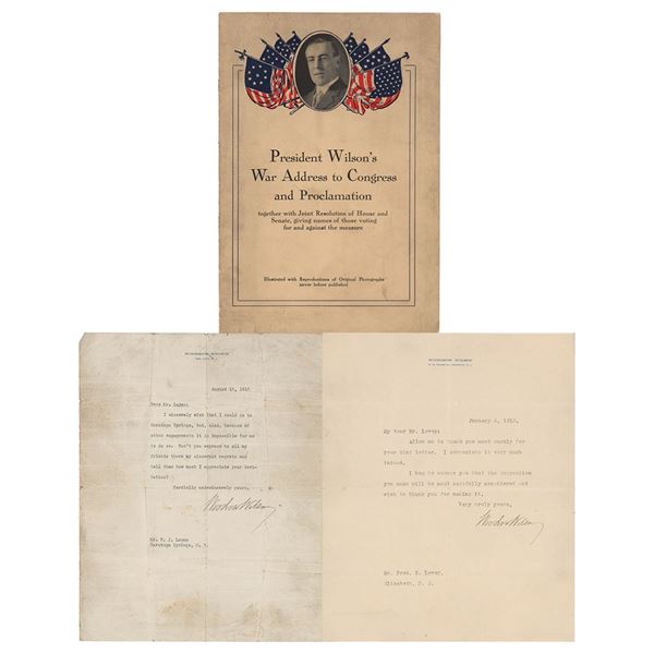 Woodrow Wilson (2) Typed Letters Signed