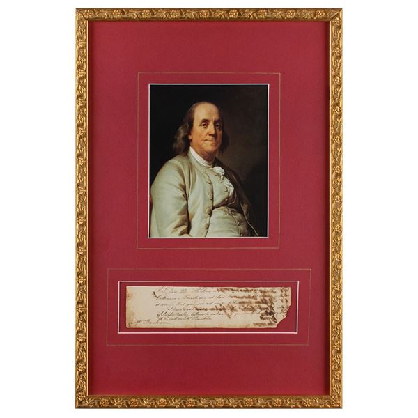 Benjamin Franklin Partial Third-Person Autograph Letter Signed