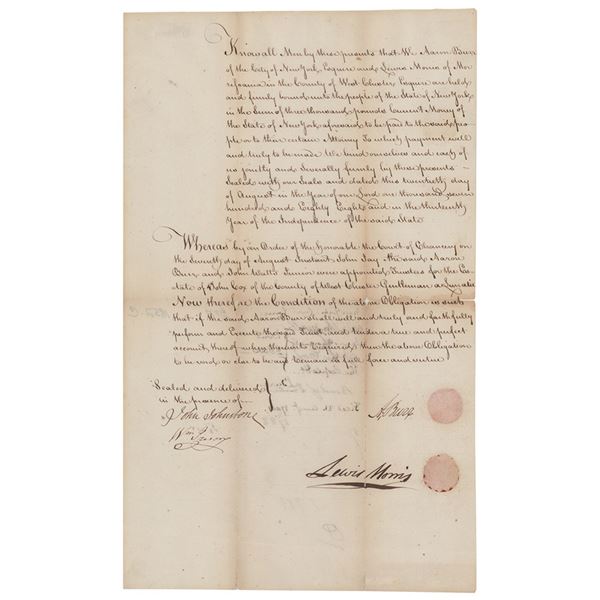 Lewis Morris and Aaron Burr Document Signed