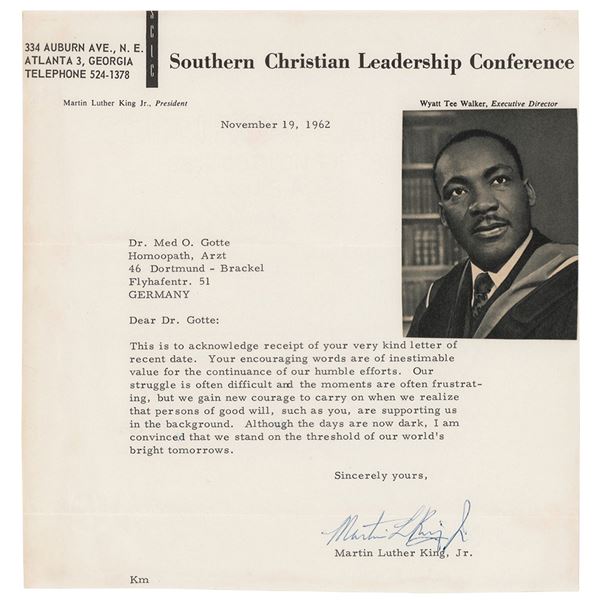 Martin Luther King, Jr. Typed Letter Signed