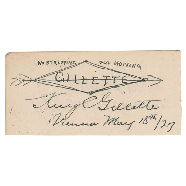 King Gillette Signed Sketch