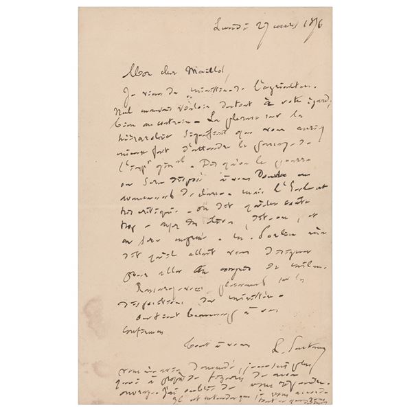 Louis Pasteur Autograph Letter Signed