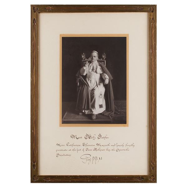 Pope Pius XI Signed Photograph