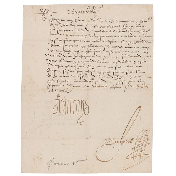 King Francis I Letter Signed