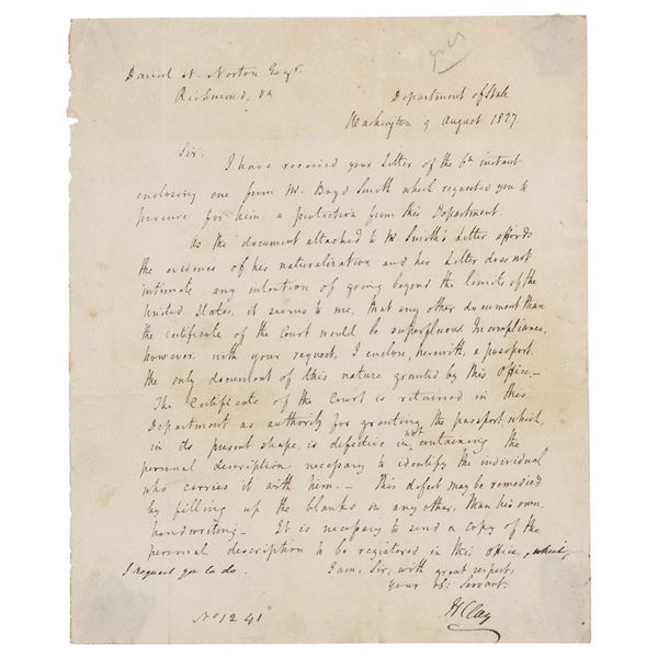 Henry Clay Letter Signed
