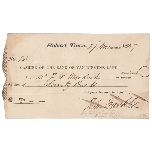 John Franklin Signed Check