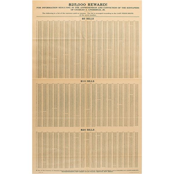 Lindbergh Kidnapping Reward Poster