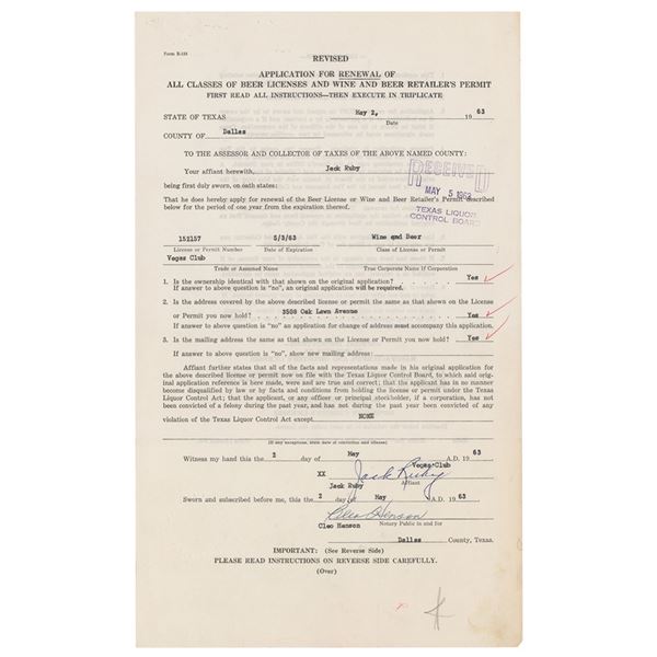 Jack Ruby Document Signed