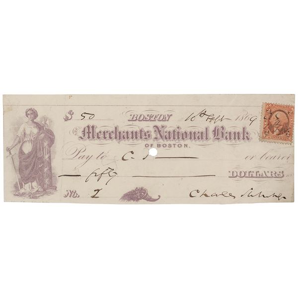 Charles Sumner Signed Check