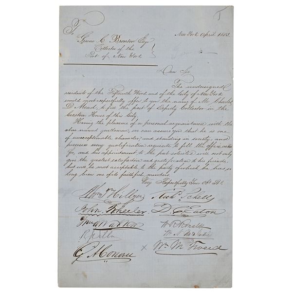 William M. 'Boss' Tweed Signed Endorsement