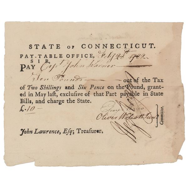 Oliver Wolcott, Jr. Document Signed