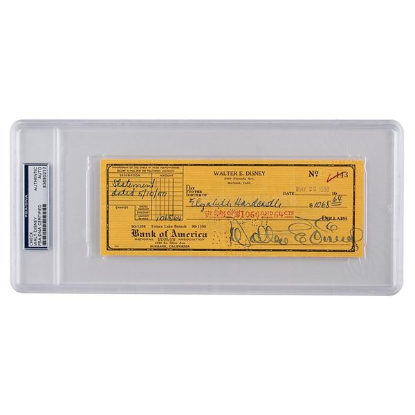 Walt Disney Signed Check