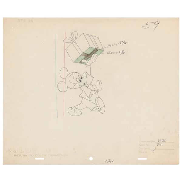 Mickey Mouse production drawing from Pluto's Christmas Tree
