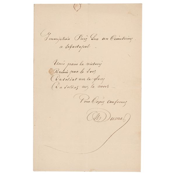 Alexandre Dumas, pere Autograph Quotation Signed