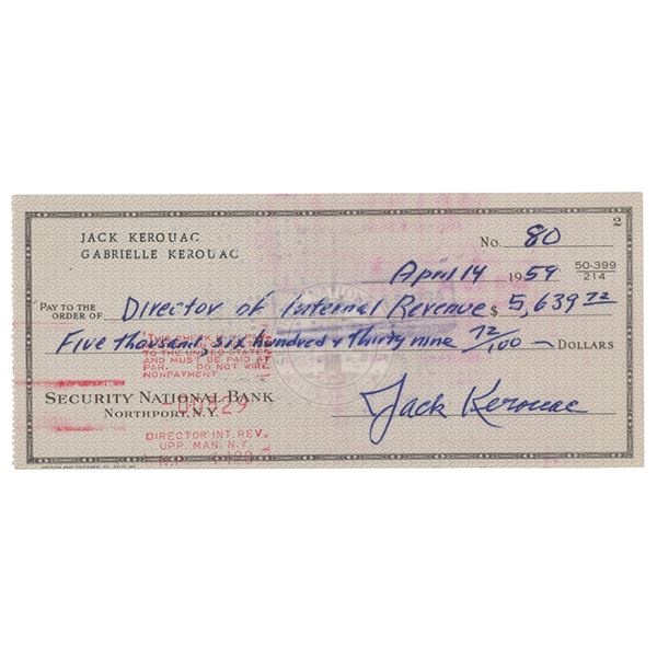 Jack Kerouac Signed Check