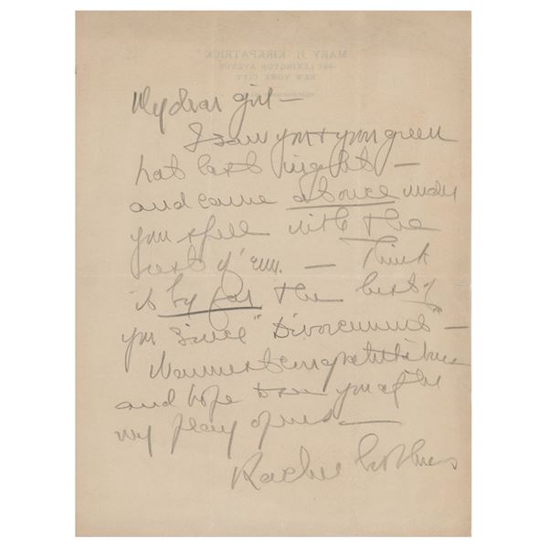 Rachel Crothers (2) Letters Signed