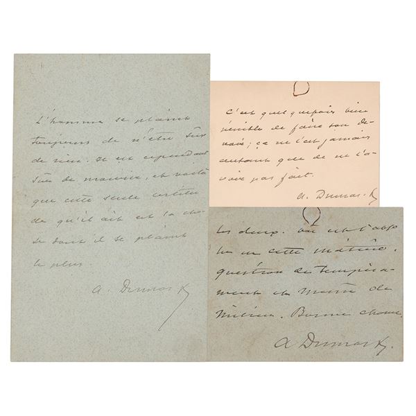 Alexandre Dumas, fils (3) Autograph Letters Signed