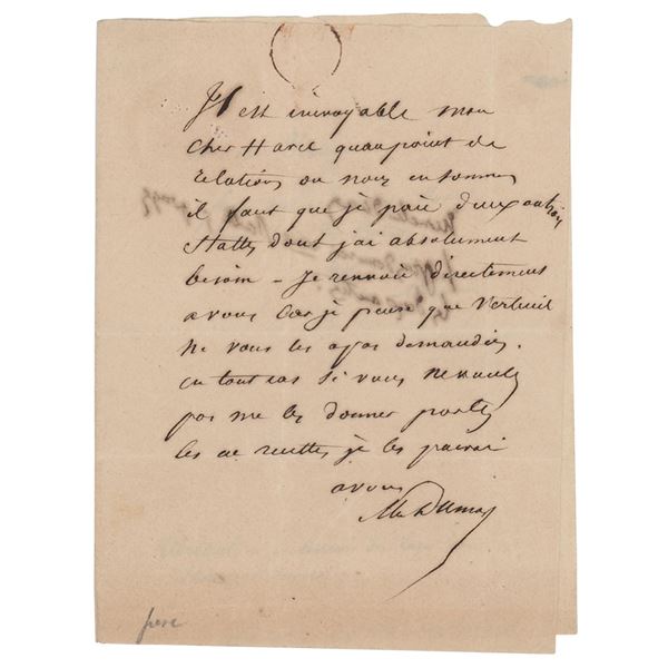 Alexandre Dumas, pere Autograph Letter Signed