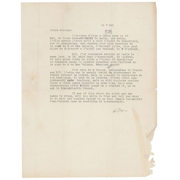 William Faulkner Typed Letter Signed