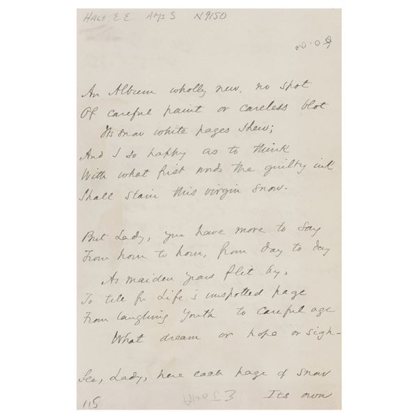 Edward Everett Hale Autograph Manuscript Signed