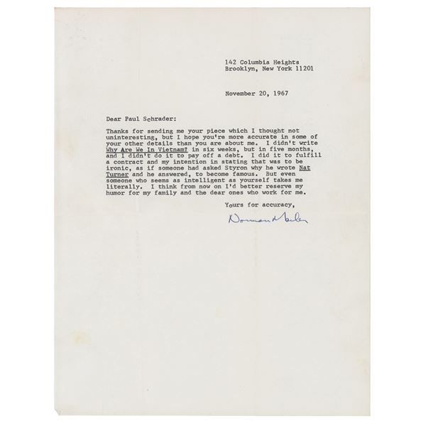 Norman Mailer Typed Letter Signed