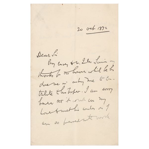 Bram Stoker and Henry Irving Letter Signed
