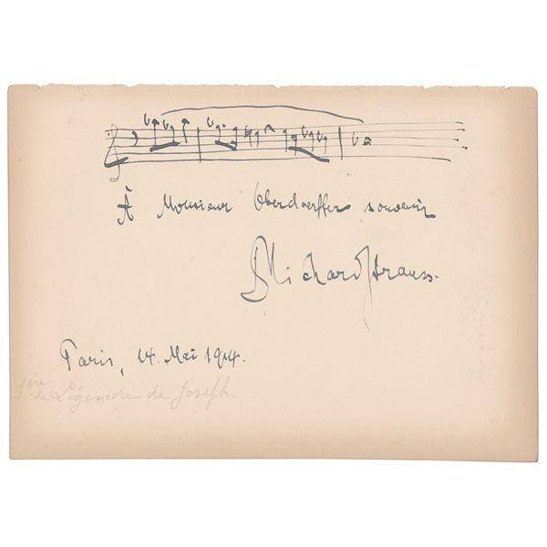 Richard Strauss Autograph Musical Quotation Signed