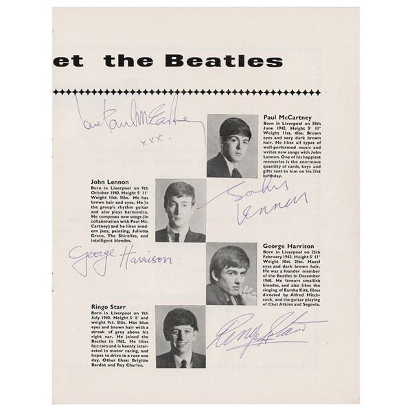 Beatles Signed Program