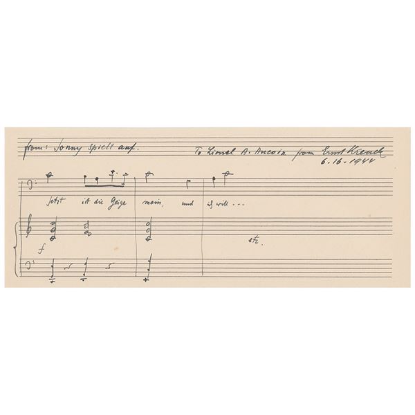 Ernst Krenek Autograph Musical Quotation Signed