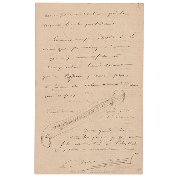 Camille Saint-Saens Autograph Letter Signed
