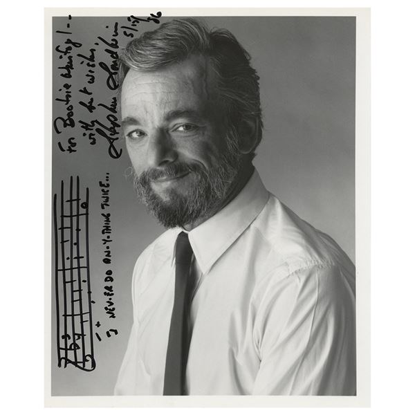 Stephen Sondheim Signed Photograph with Musical Quotation