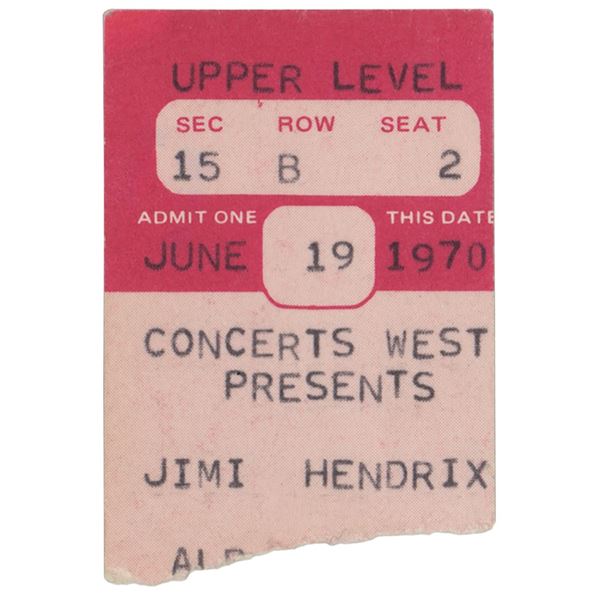 Jimi Hendrix Experience 1970 Albuquerque Ticket Stub