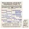 Image 1 : Led Zeppelin and Pink Floyd 1970 Bath Festival Handbill and Ticket Stub
