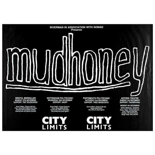 Nirvana and Mudhoney 1989 Concert Poster