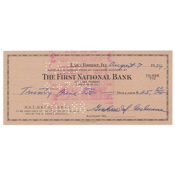 Mickey Cochrane Signed Check
