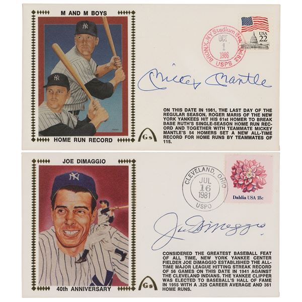 Mickey Mantle and Joe DiMaggio (2) Signed Covers