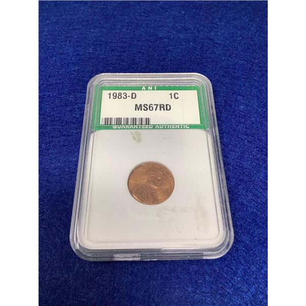 USA 1983 Penny Cased and Graded MS67RD