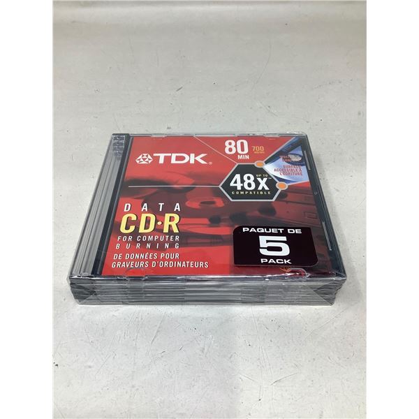 TDK 80 Minute Data CD R For Computer Burning 5 Pack