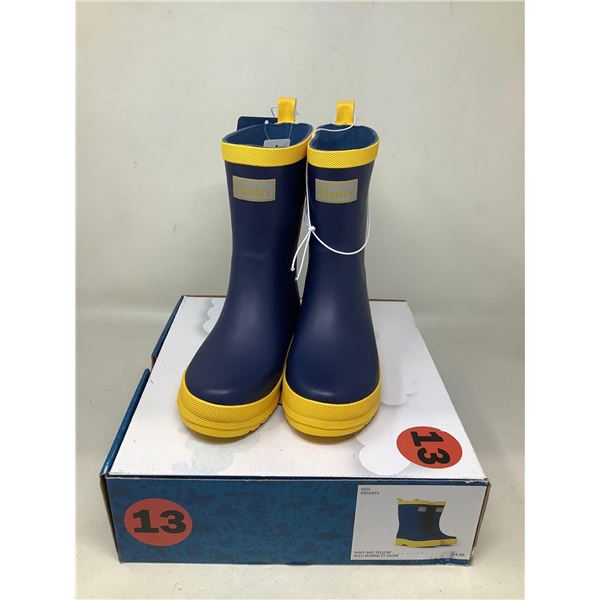 Kids Rubber Boots Navy And Yellow Size 13